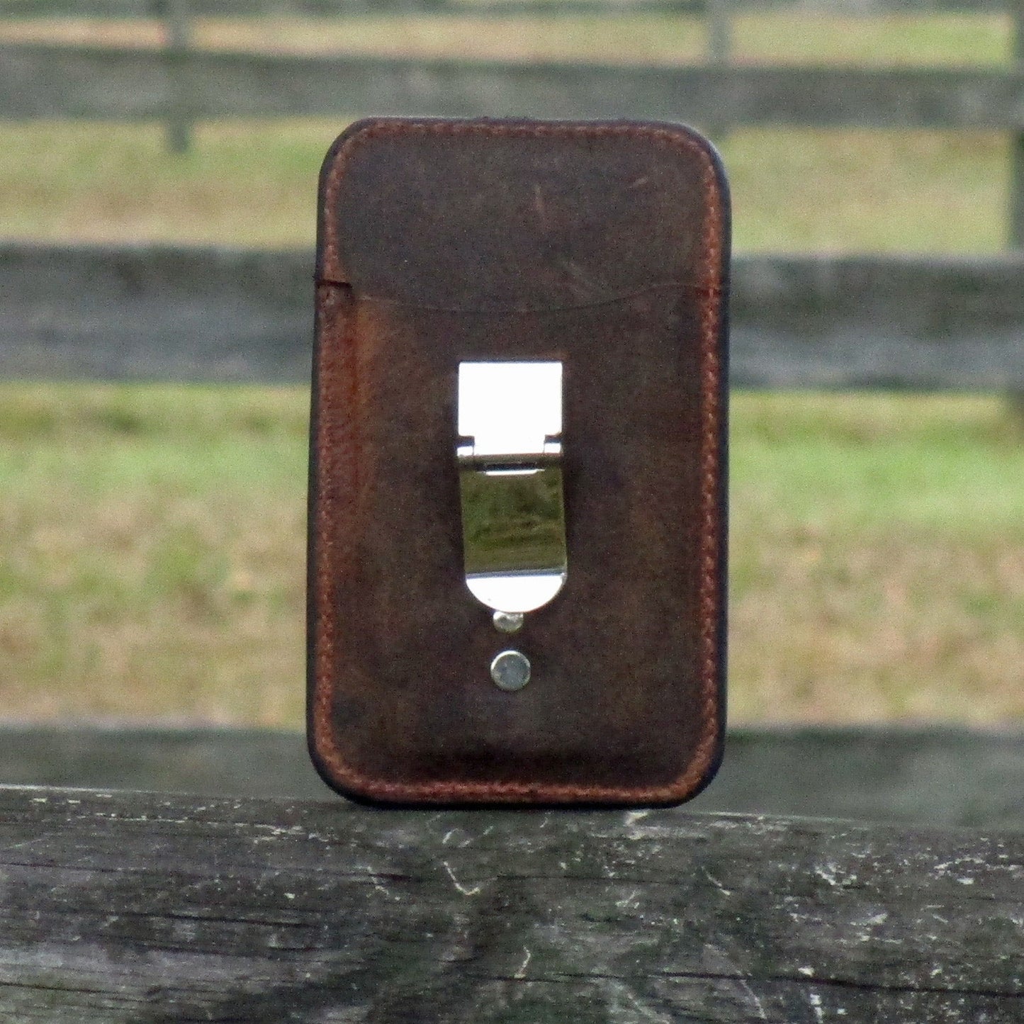 Front Pocket Deluxe Card and Money Clip Wallet in Crazy Horse Leather