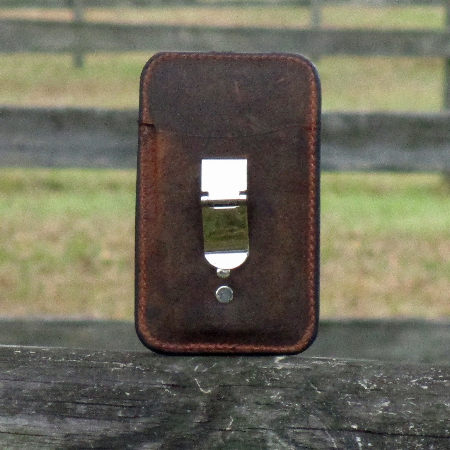 Front Pocket Deluxe Card and Money Clip Wallet in Crazy Horse Leather