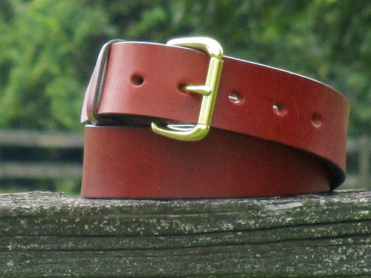 English Bridle Leather "Chestnut" belt with a #50 solid brass buckle