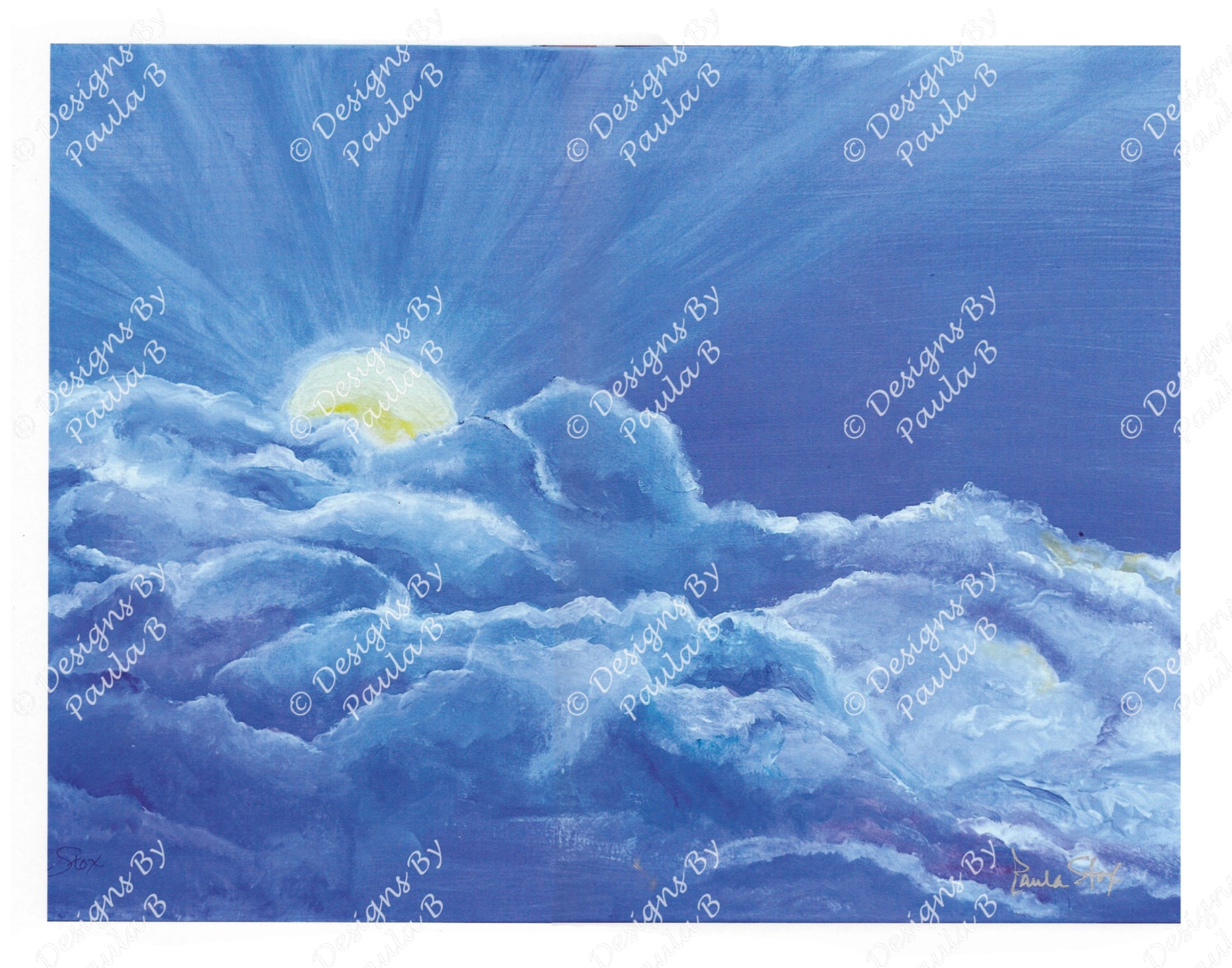 Artistic depiction of a sun emerging from clouds