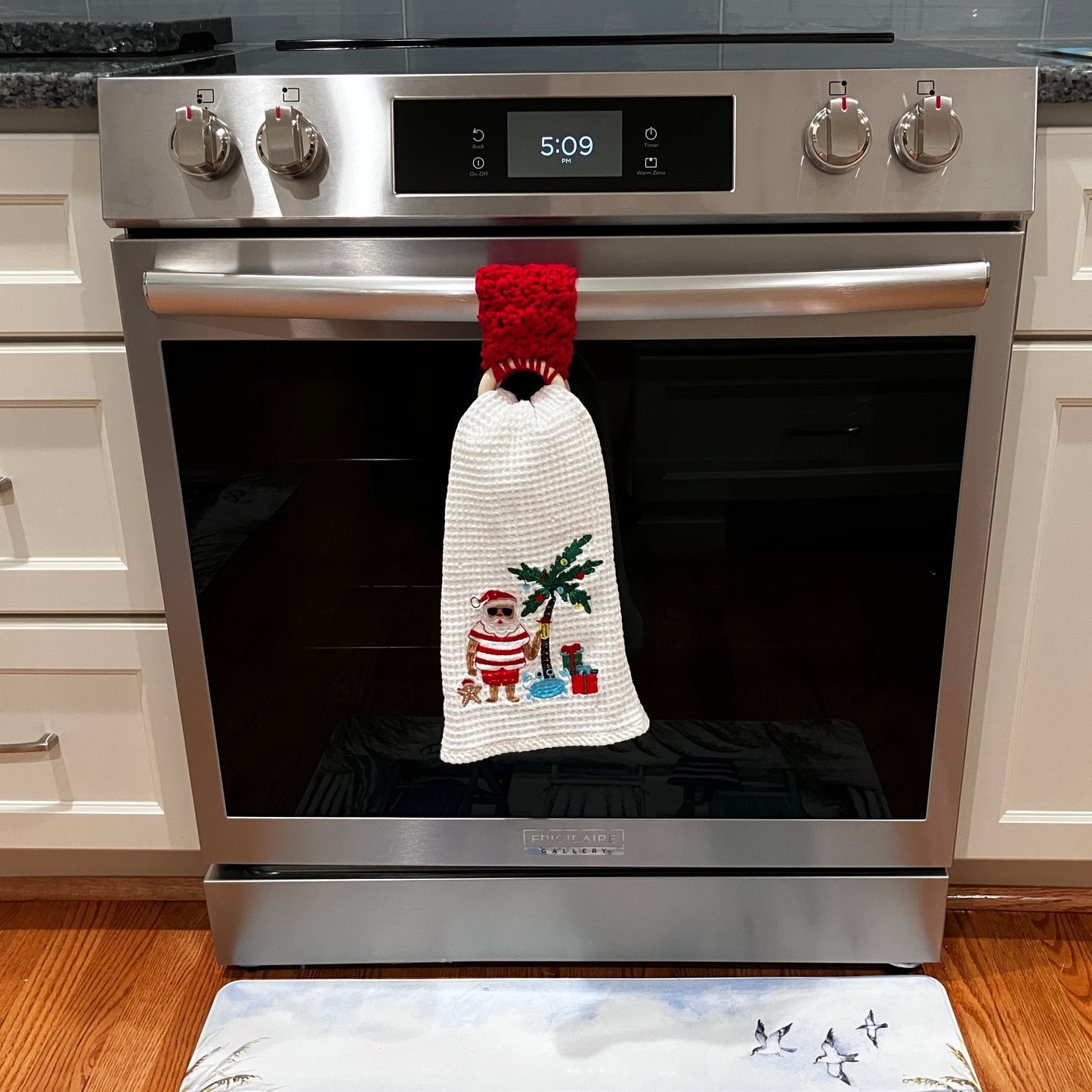 True Red Towel Holder, Displayed on Oven
